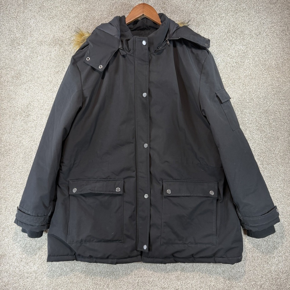 Soularge Women's Plus Size Winter Insulated Parka Coat with Faux Fur Hood 3X